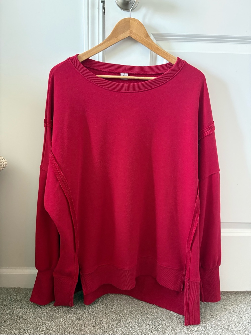 Women's Oversized Crewneck Sweatshirt - Red Large